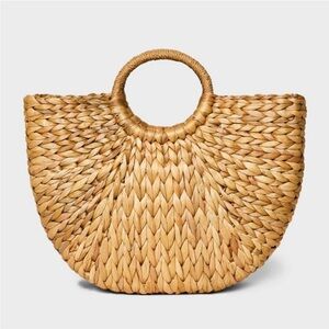 Large Handheld Straw Tote Handbag